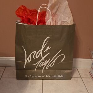 Lord & Taylor Tote Bag with Red and Cream Tissue Paper